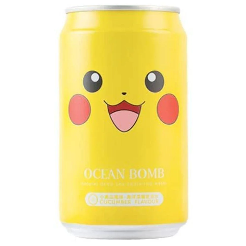 Ocean Bomb Pokemon Pikachu Cucumber Flavour Sparkling Water, bevanda al cetriolo da 330ml