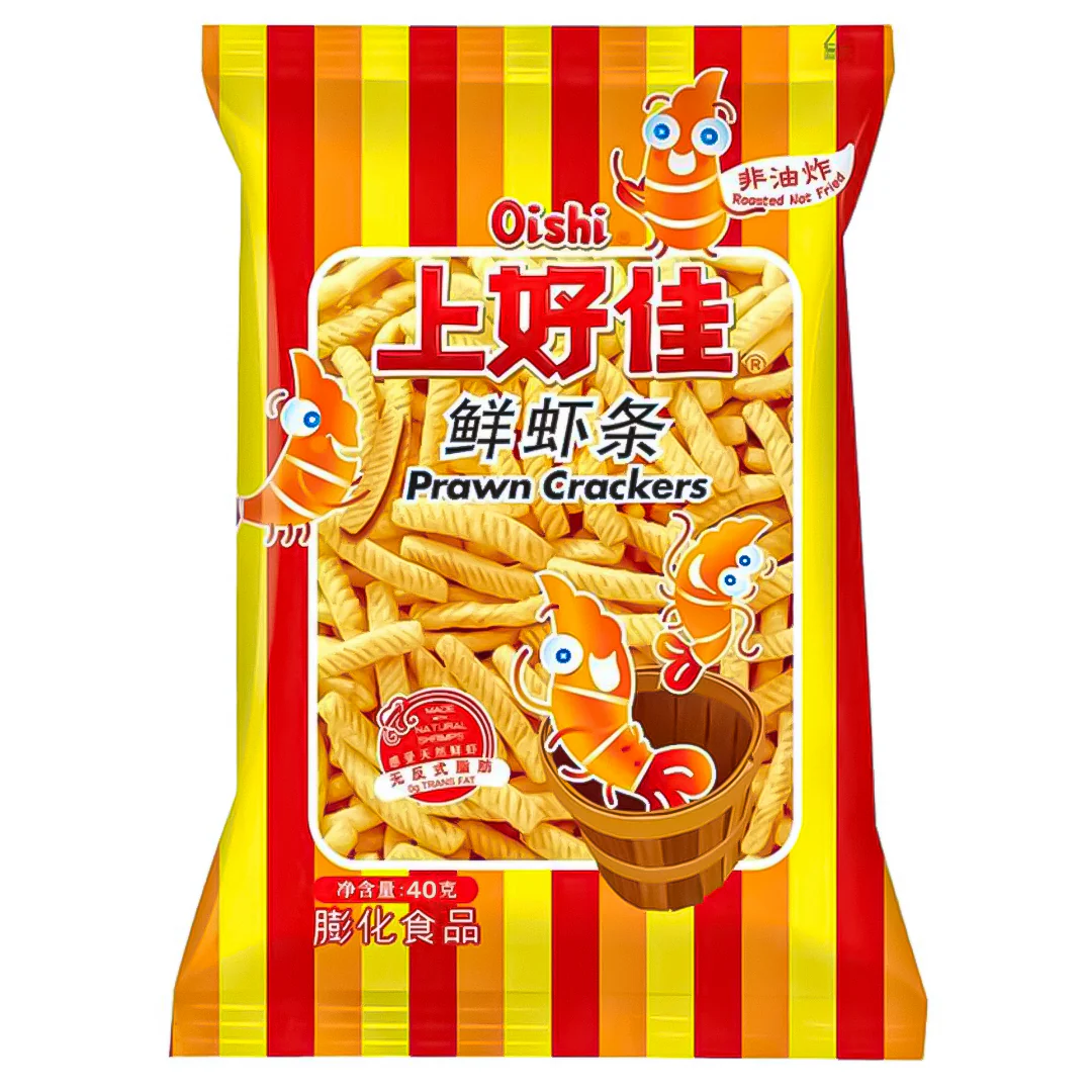 Oishi Prawn Crackers, cracker al gusto di gamberi da 40g