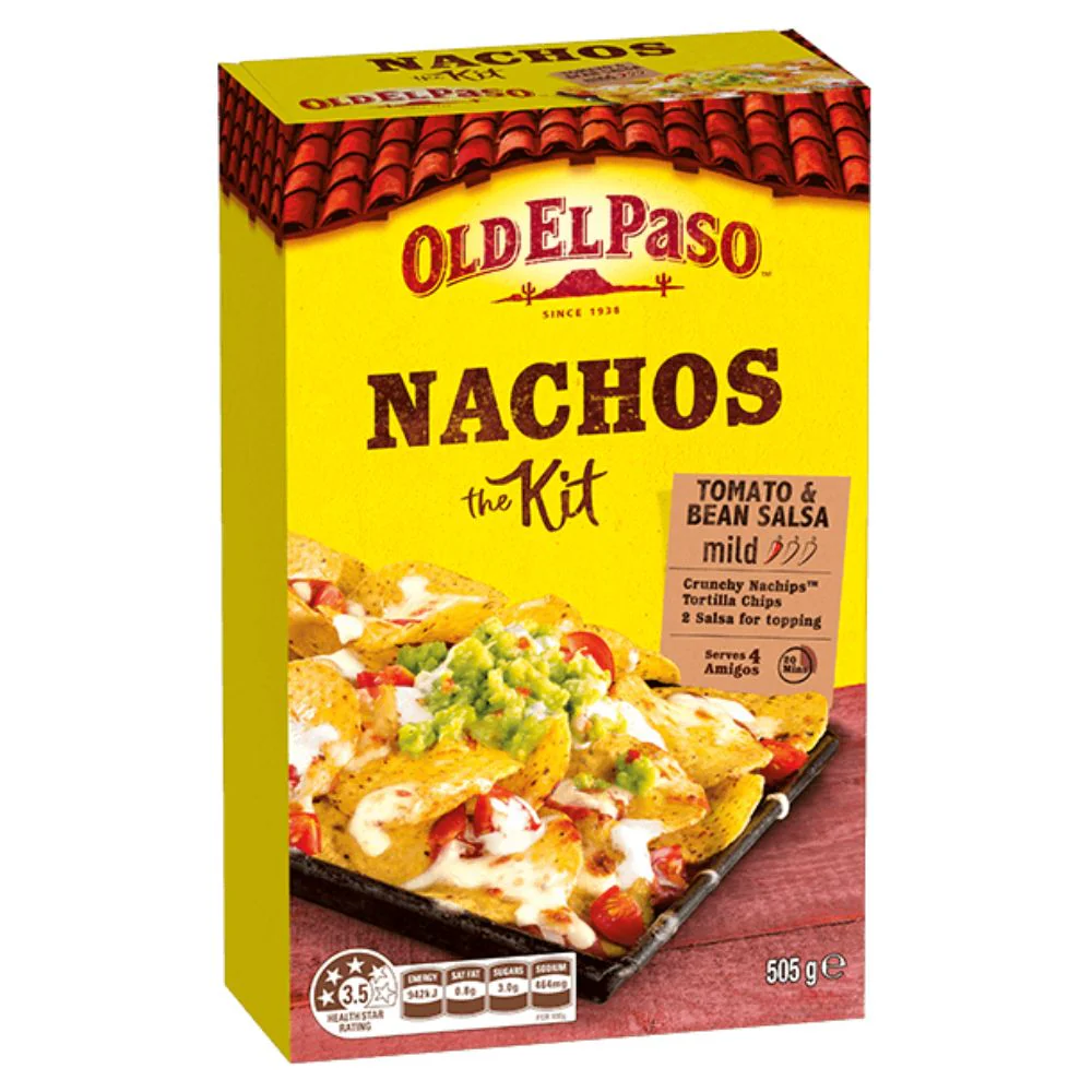 Old El Paso Nachos Kit, salsa per nachos con chips di mais fritti da 505g