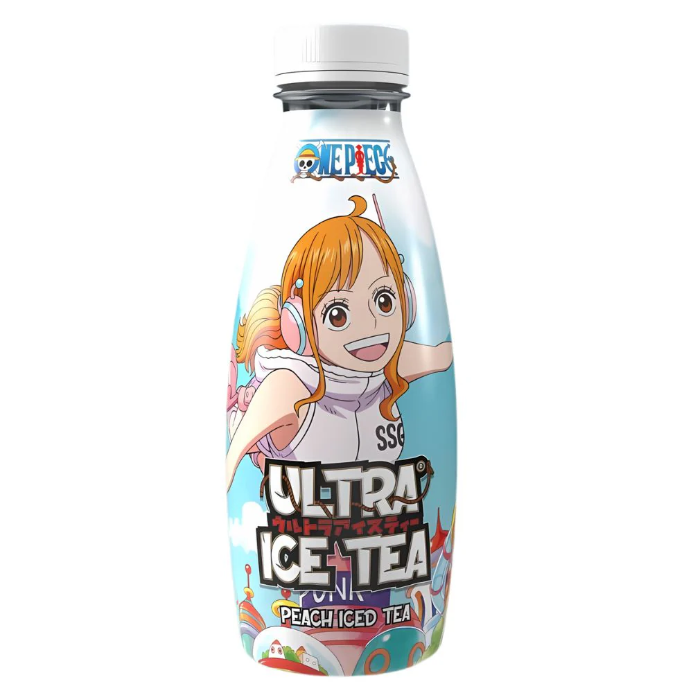 One Piece Ultra Ice Tea Peach Nami Egghead, tè nero con succo di pesca da 500ml