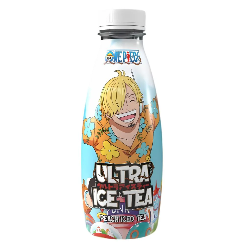 One Piece Ultra Ice Tea Peach Sanji Egghead, tè nero con succo di pesca da 500ml