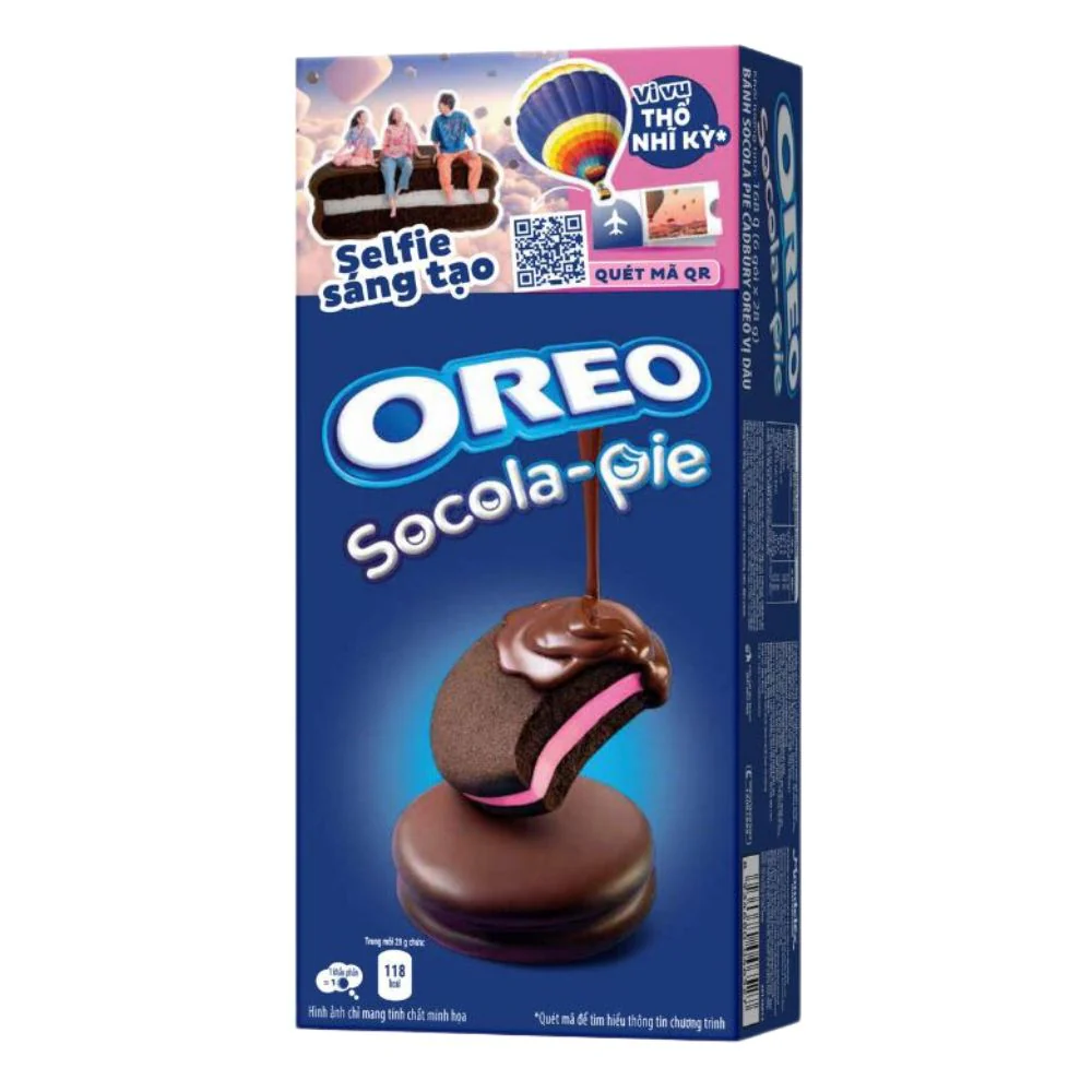 Oreo Strawberry Socola Pie, merendine ripiene di crema al gusto di fragola e ricoperte di cioccolato da 168g