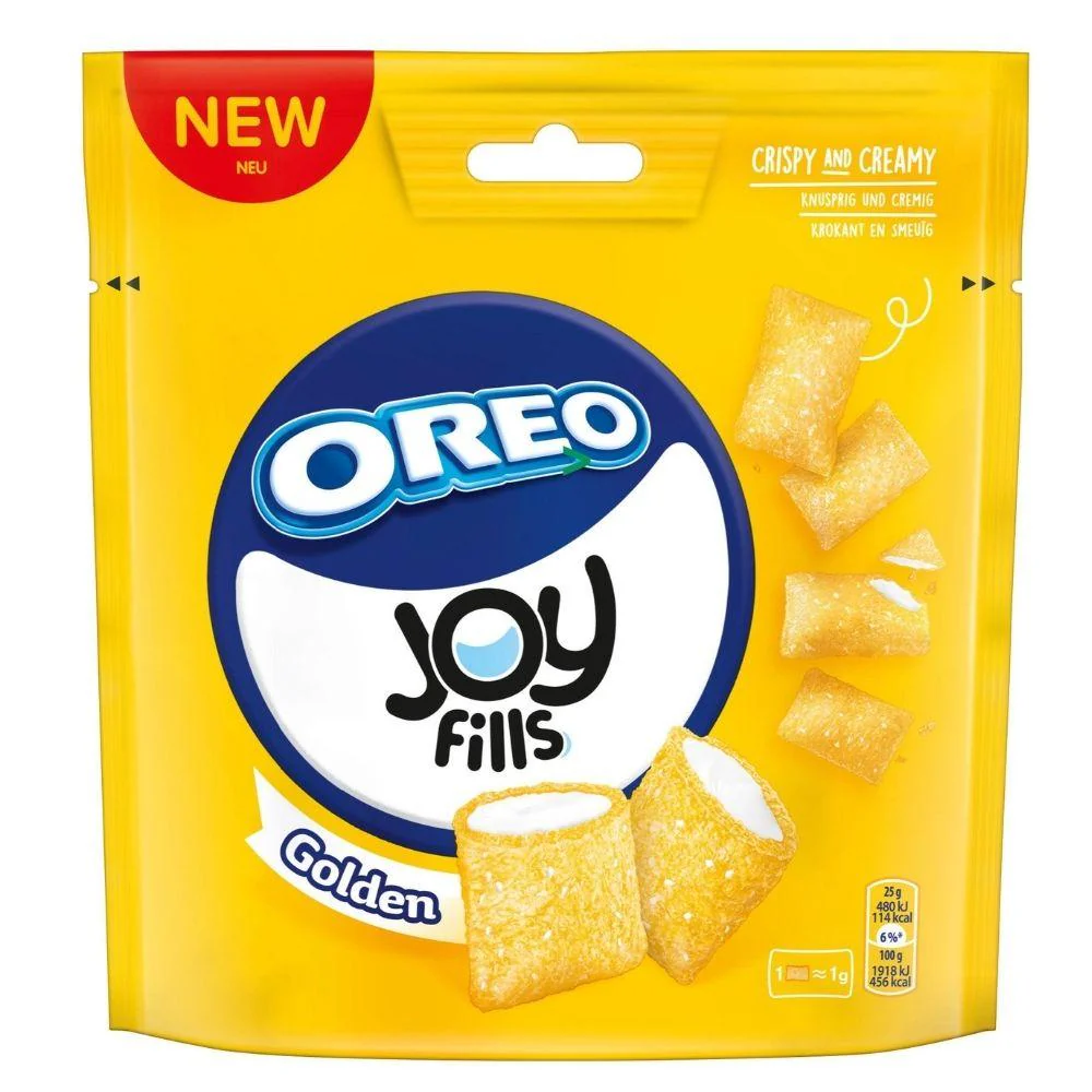 Oreo Joy Fills Golden, tocchetti alla vaniglia ripieni di crema Oreo da 90g