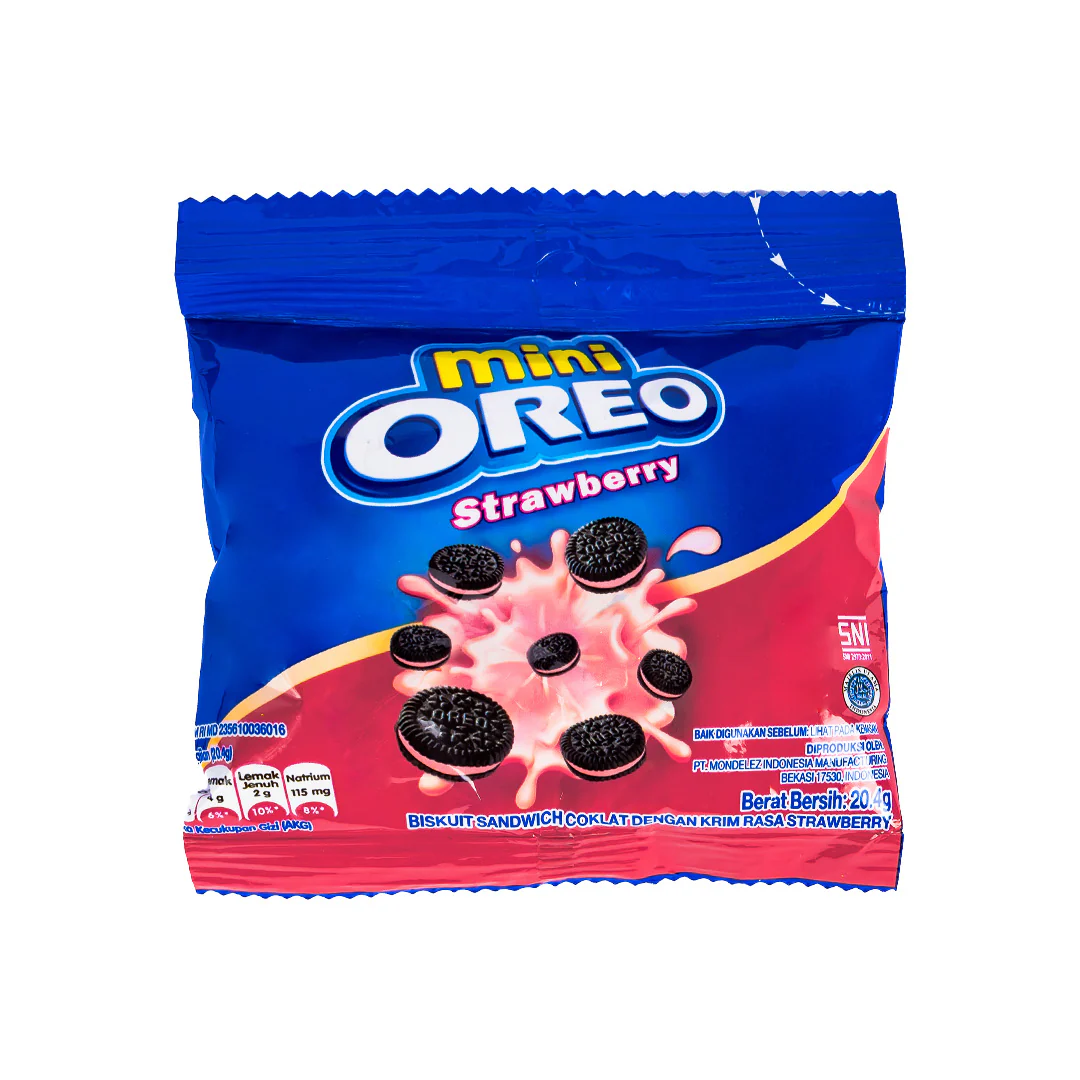 Oreo Mini Strawberry, biscotti al cioccolato ripieni di crema alla fragola da 20.4g