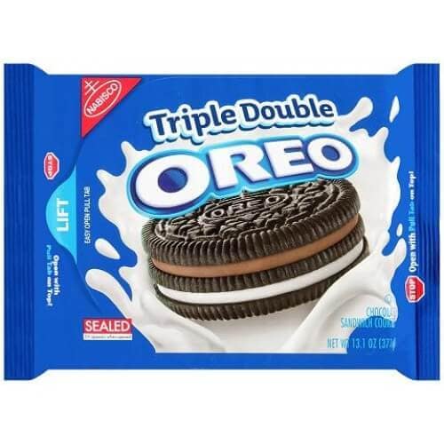 Oreo Triple Double, biscotti triplo strato a vaniglia e cioccolato da 373g