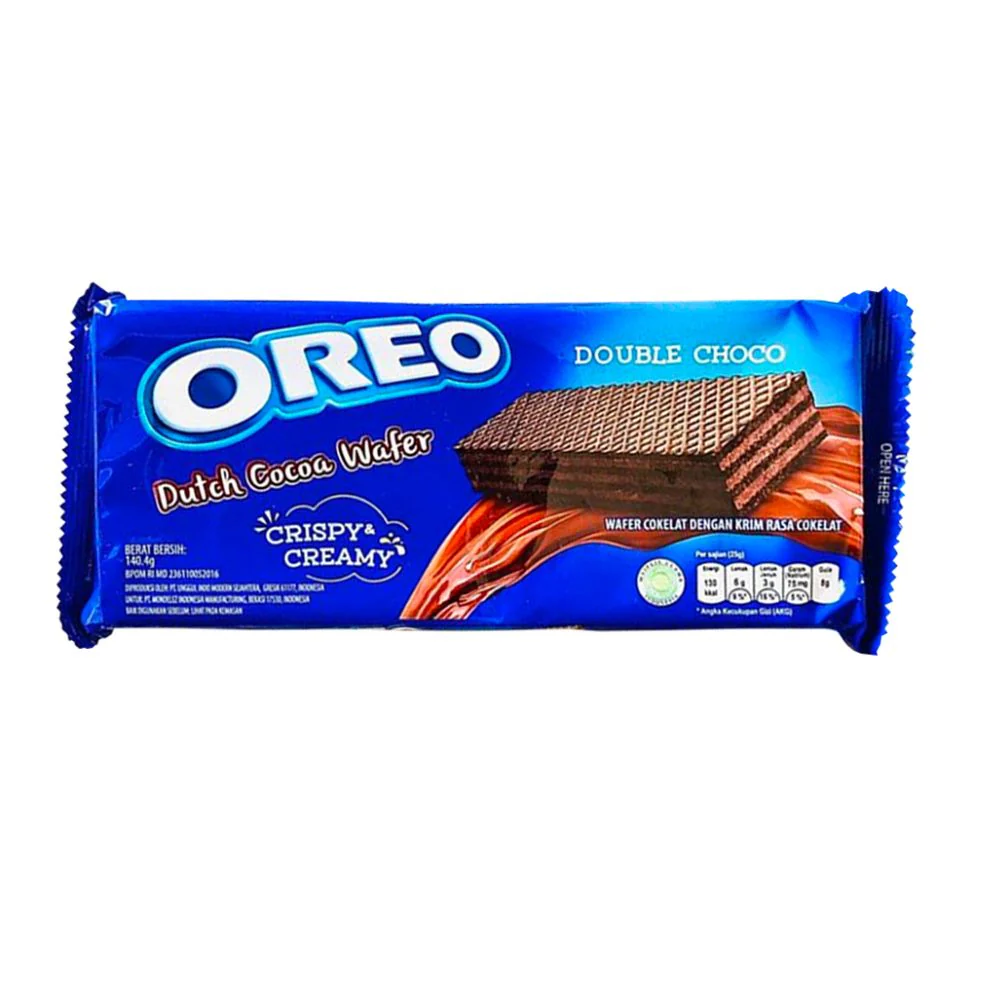 Oreo Wafer Crispy & Creamy Double Choco, wafer al cioccolato ripieni di crema al cacao da  140g