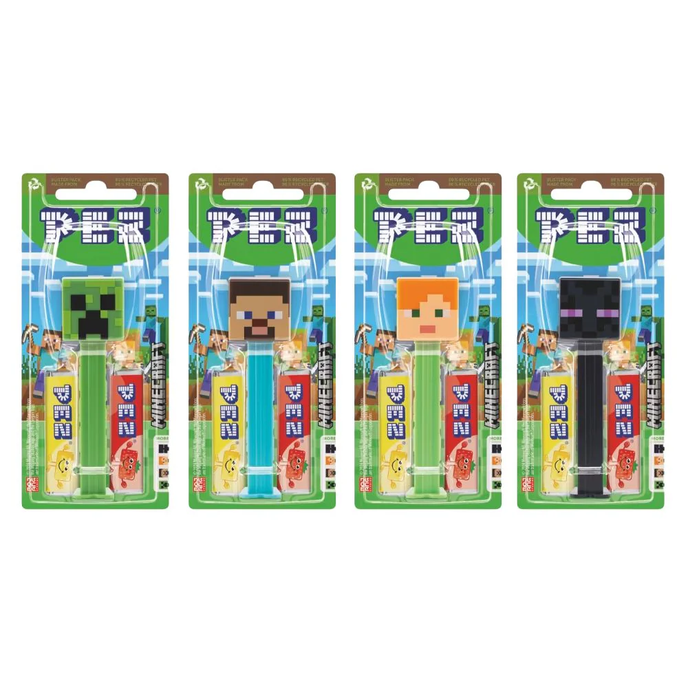 Pez Minecraft, caramelle al gusto di frutta e personaggio a sorpresa da 17g