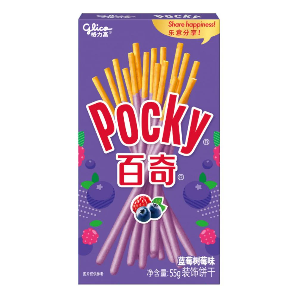 Pocky Blueberry, craker ricoperti di cioccolato ai mirtilli da 55g