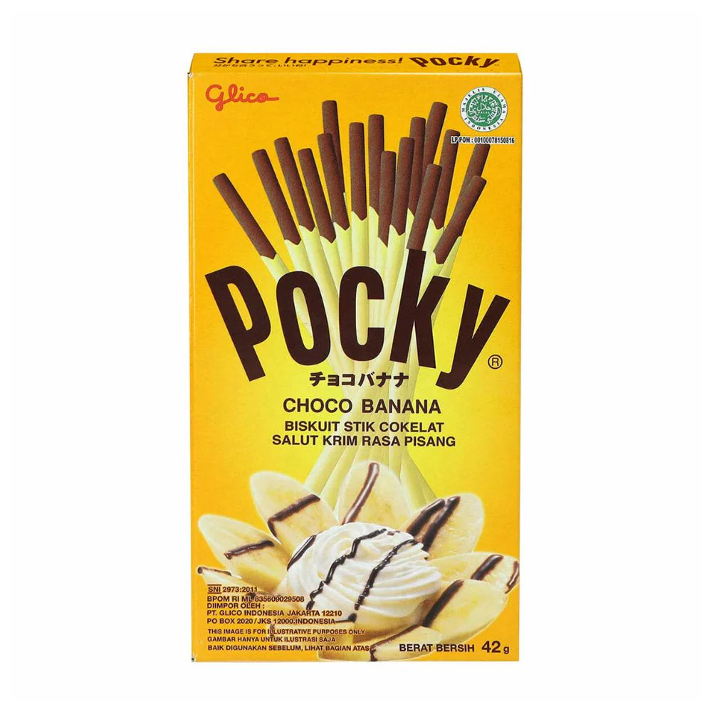 Pocky Choco Banana, biscotti al cioccolato rivestiti di crema alla banana da 42g