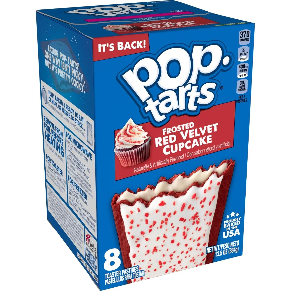 Pop Tart Frosted Red Velvet Cupcake, biscotti ripieni di crema al gusto di red velvet da 384g (5x48g)