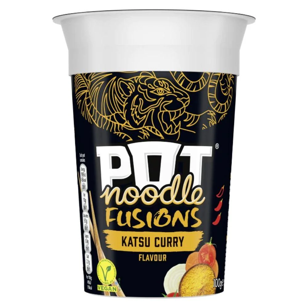 Pot Noodle Fusion Katsu Curry, noodle al curry piccante con salsa al mango da 100g