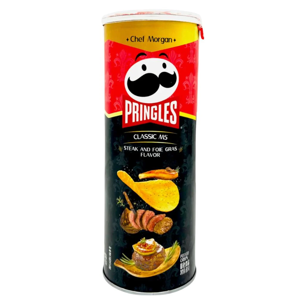 Pringles Steak And Foie Gras, patatine aromatizzate al gusto di foie gras con bistecca di manzo da 80g