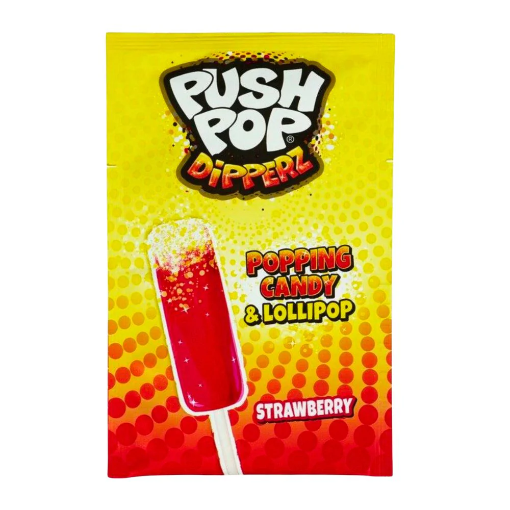 Push Pop Dipperz, lecca lecca alla fragola ricoperta di granella frizzante da 12g