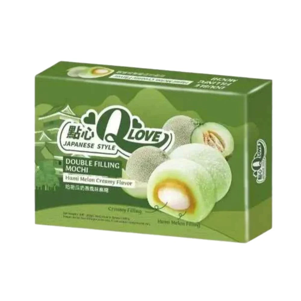 QLove Hami Melon Creamy Double Filling Mochi, mochi ripieni al gusto di melone da 180g