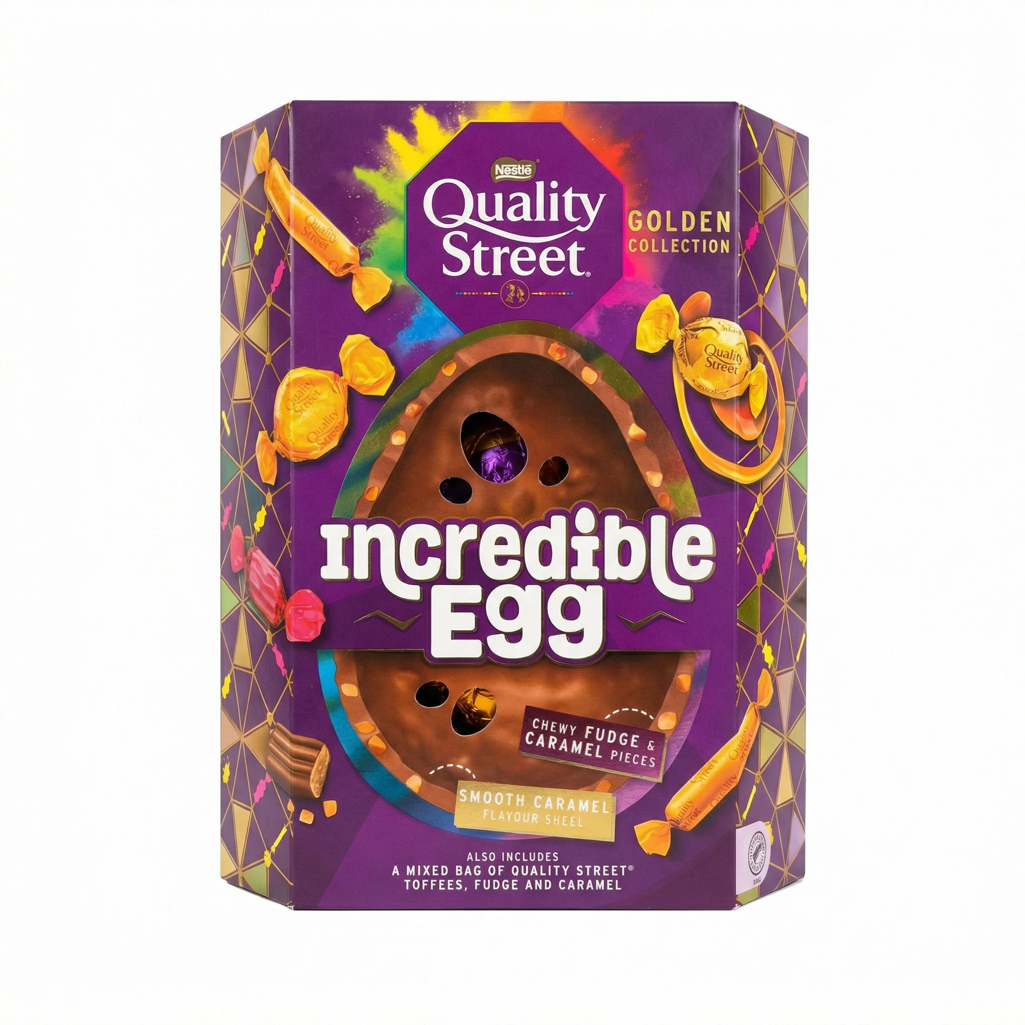 Quality Street Incredible Egg, uovo di cioccolato al latte con pezzi di caramello e fudge da 379g