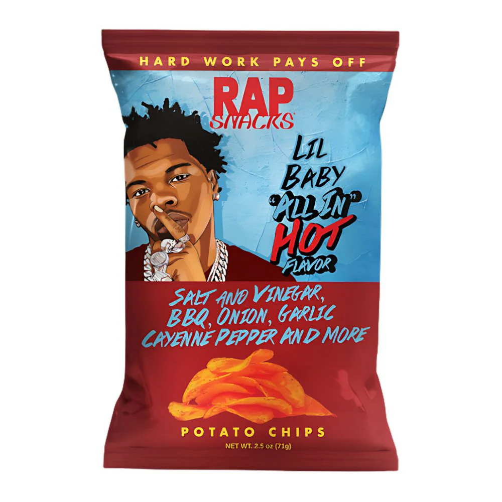 Rap Snacks Lil Baby Potato All In Chips Hot, patatine tutti gusti e piccanti da 71g