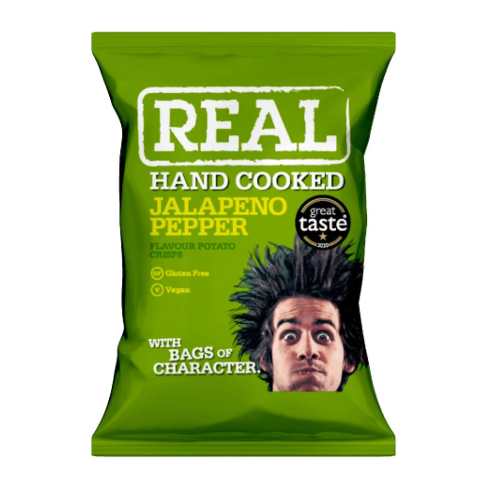 Real Crisps Jalapeno Pepper, patatine al justo jalapeno da 35g