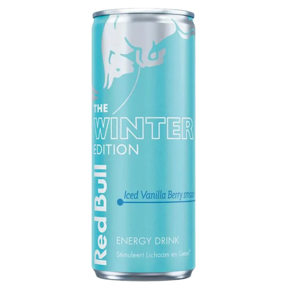 Red Bull The Winter Edition Iced Vanilla Berry Smaak, bevanda energetica al gusto al gusto di vaniglia e frutti di bosco da 250ml