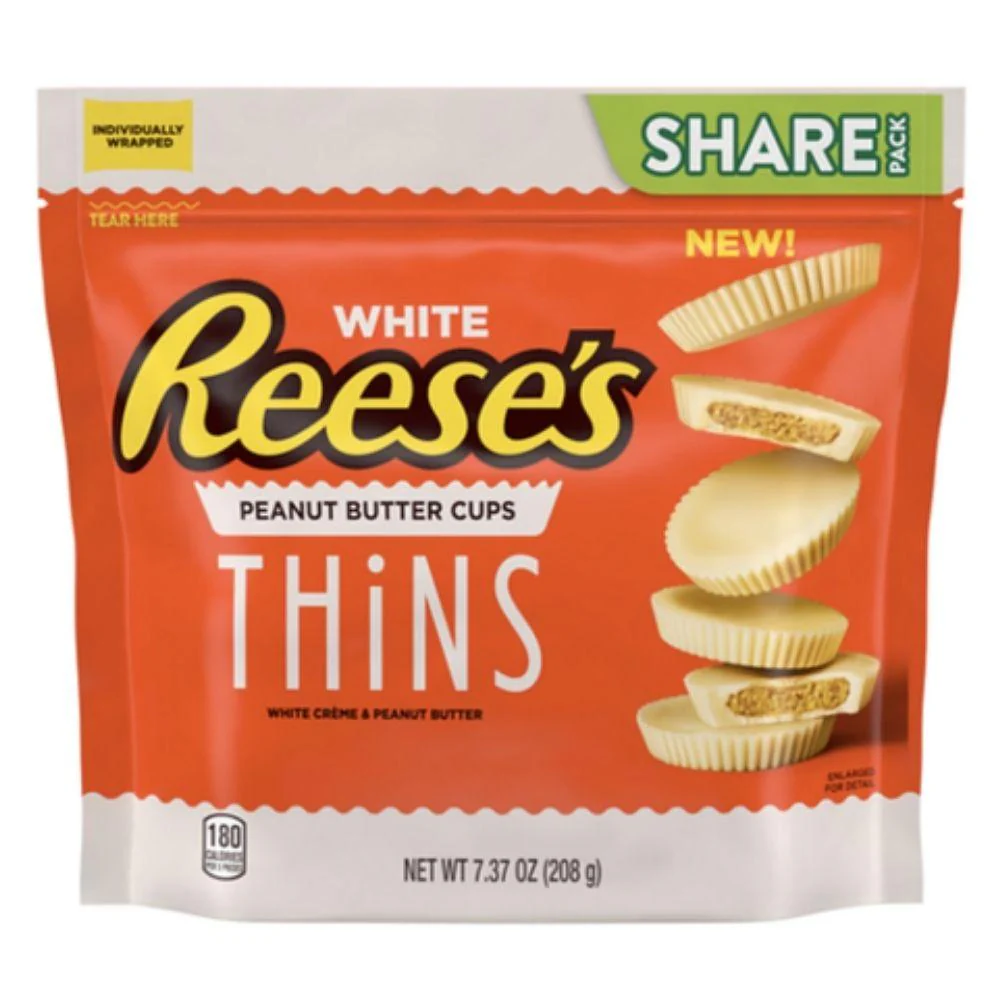 Reese's Peanut Butter Cups Thins White, cioccolato bianco al burro d'arachidi da 208g