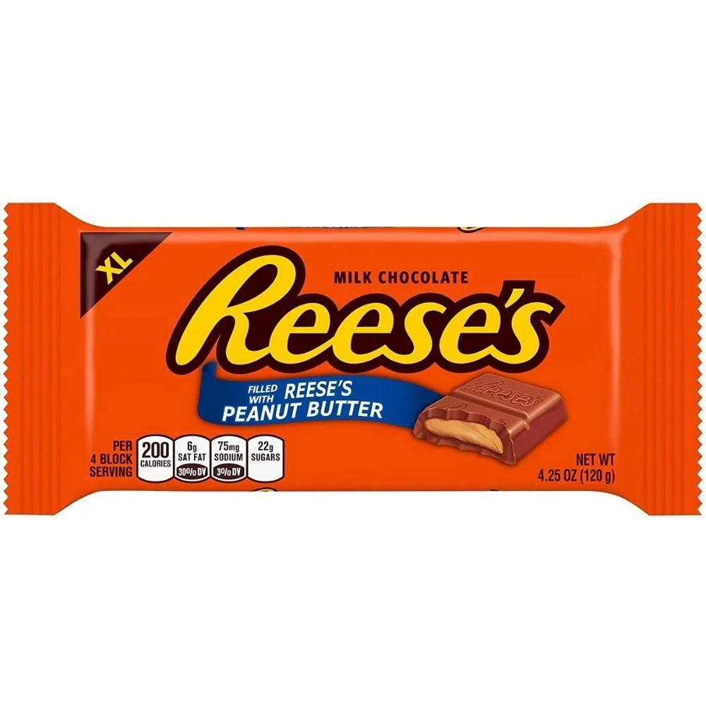 Reese's Peanut Butter Filled Chocolate Bar, barretta di cioccolato al burro d'arachidi da 120g