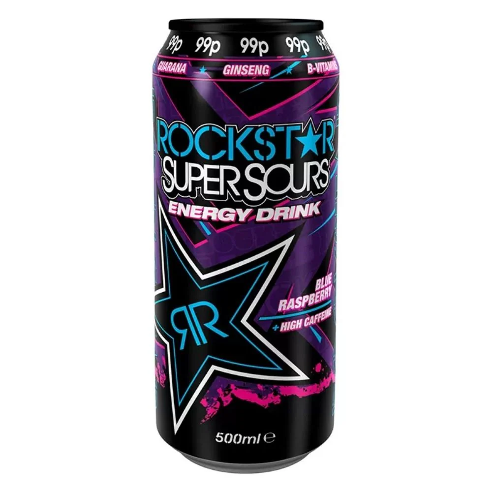 Rockstar Sours Blue Raspberry, energy drink al gusto di mirtilli da 500ml