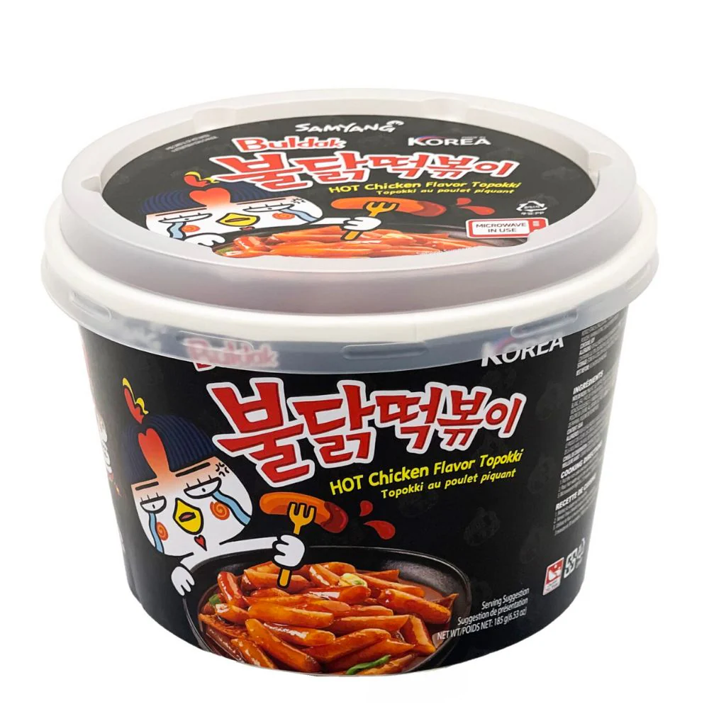 Samyang Buldak Hot Chicken Flavour Topokki, pasta di riso con salsa al pollo piccante da 185g