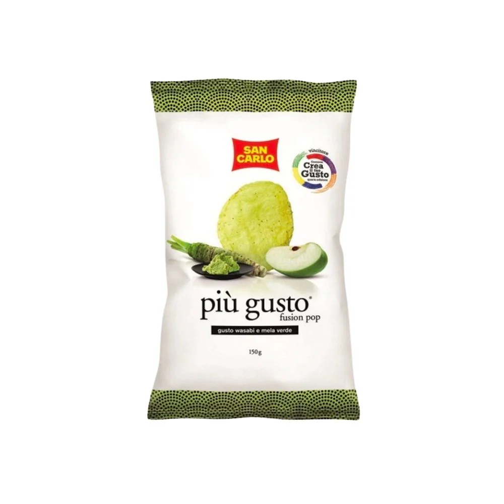 San Carlo Più Gusto Wasabi e Mela Verde, patatine al wasabi e alla mela verde da 150g