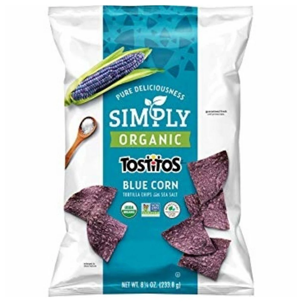 Simply Organic Tostitos Blue Corn Tortilla Chips, tortillas al mais blu da 255g