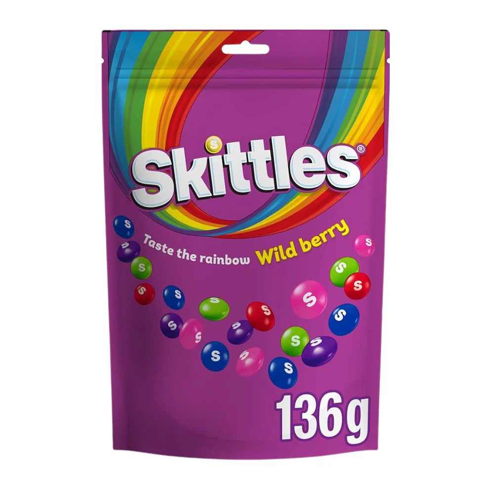 Skittles Wildberry Pouch, caramelle al gusto di frutti di bosco da 136g