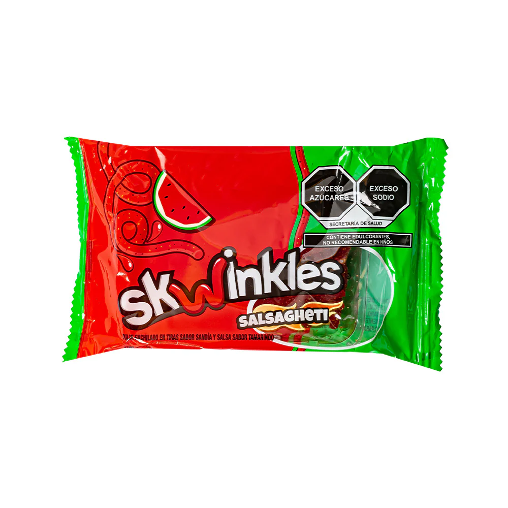 Skwinkles Candy Salsagheti Sandia e Tamarindo, caramelle piccanti all'anguria con salsa al tamarindo da 24g