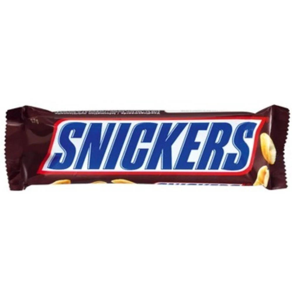 Snickers, barretta al cioccolato al latte ripiena di arachidi e caramello da 50g