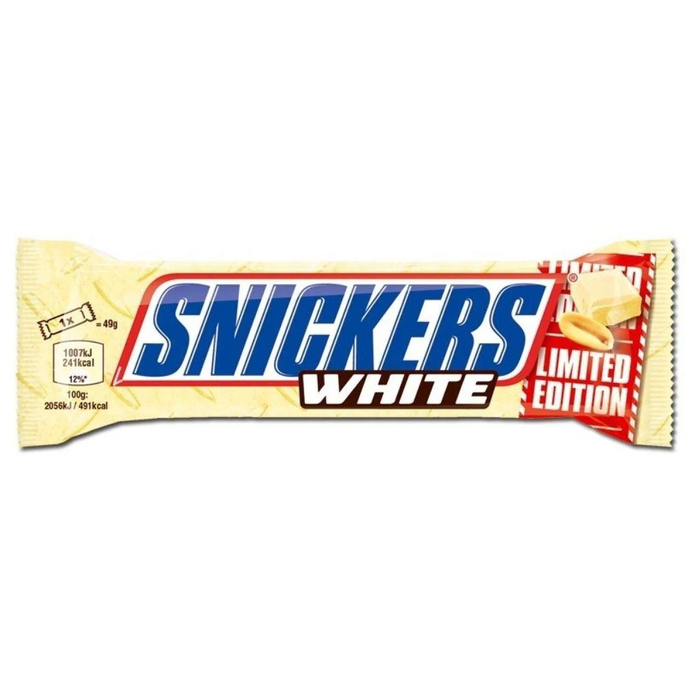 Snickers White Limited Edition, barretta al cioccolato bianco da 40g