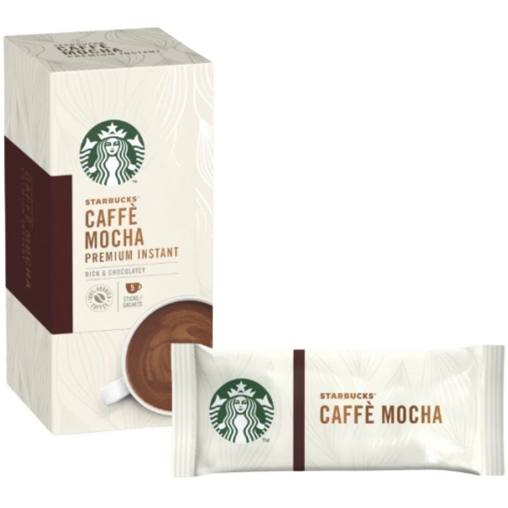 Starbucks Mocha Premium Instant, 5 bustine di caffè al cioccolato da 20g