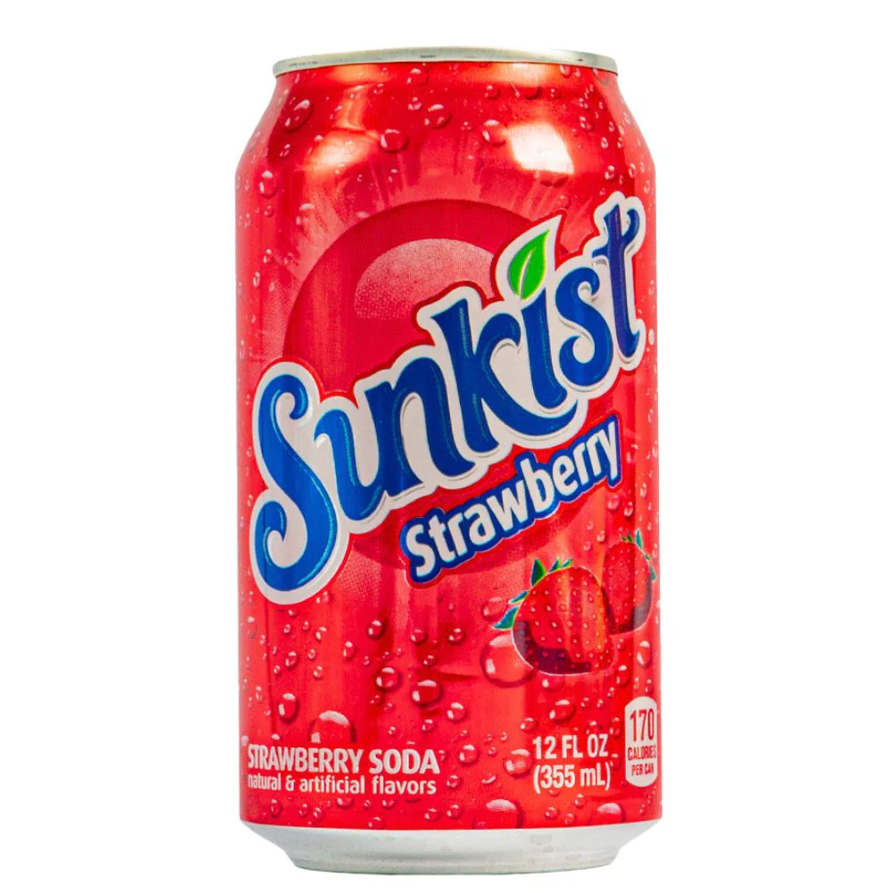 Sunkist Strawberry, soft drink alla fragola da 355ml