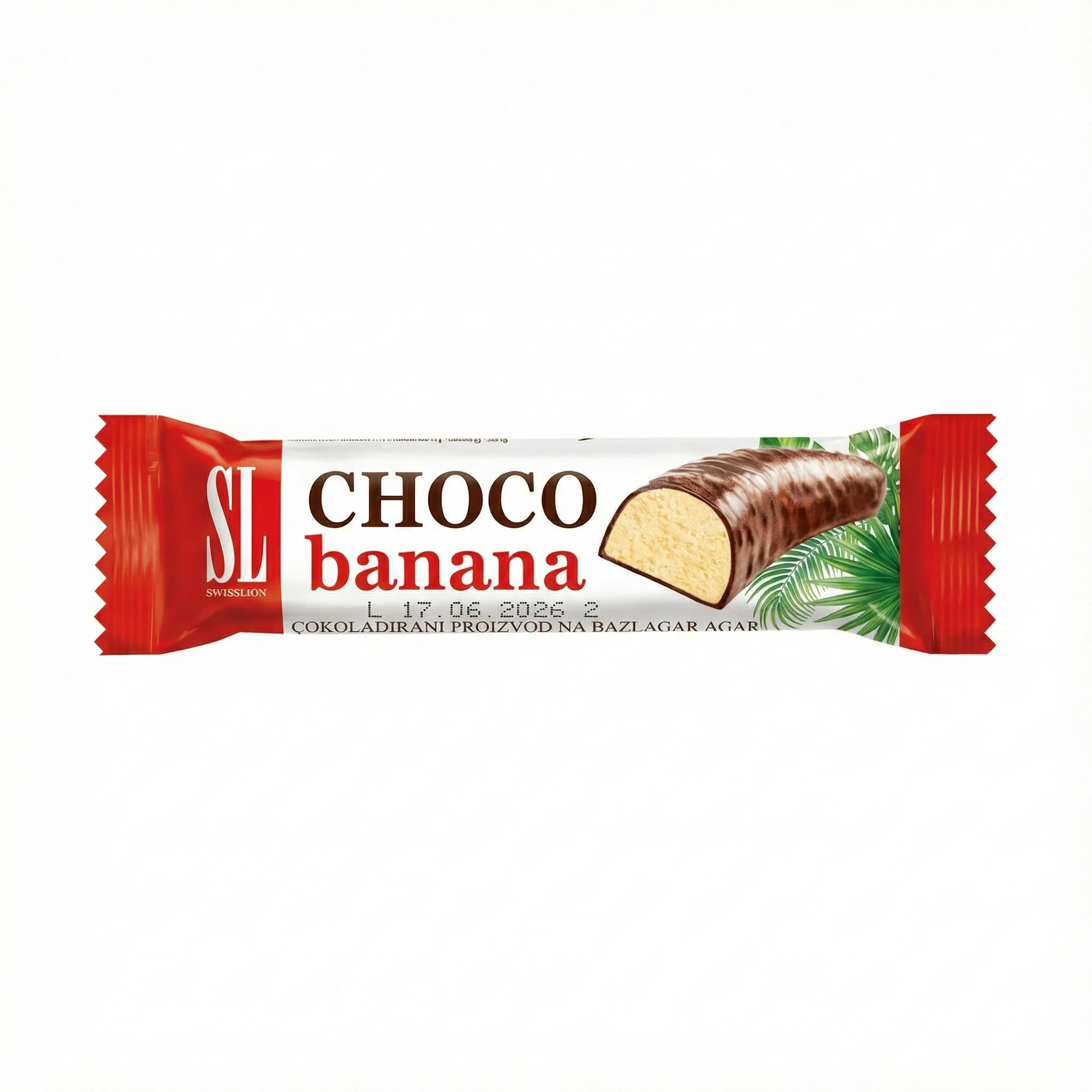 Swisslion Choco Banane, caramelle gommose al gusto di banana con copertura di cioccolato da 18g