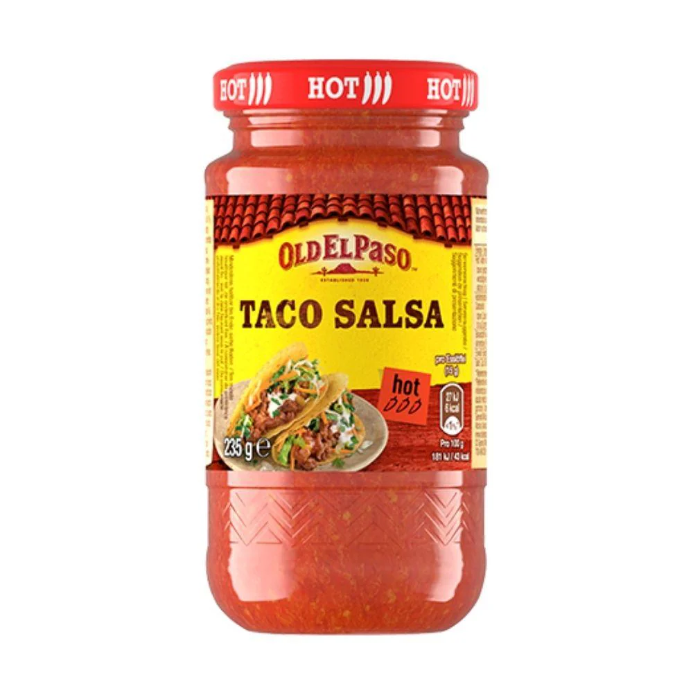 Old El Paso Taco Salsa Hot, salsa al pomodoro piccante da 235g
