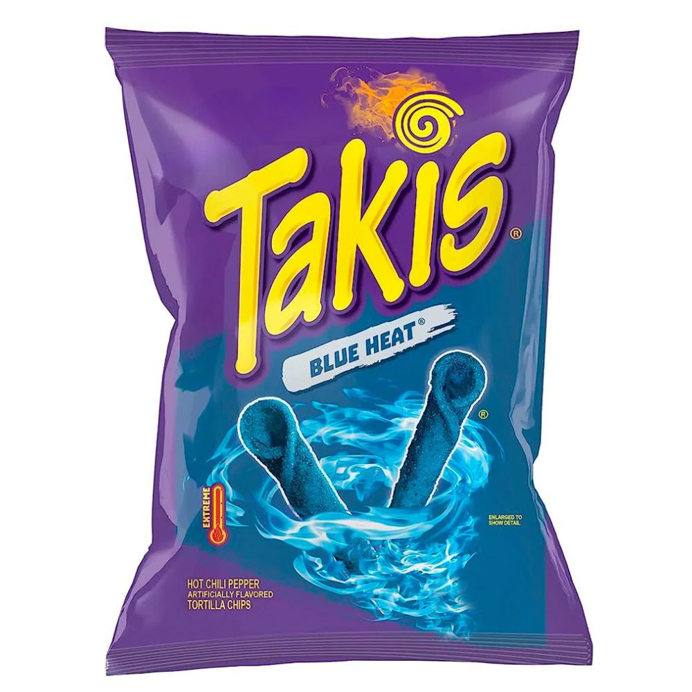 Takis Blue Heat, confezione di riccioli di tortillas al peperoncino piccante da 56g