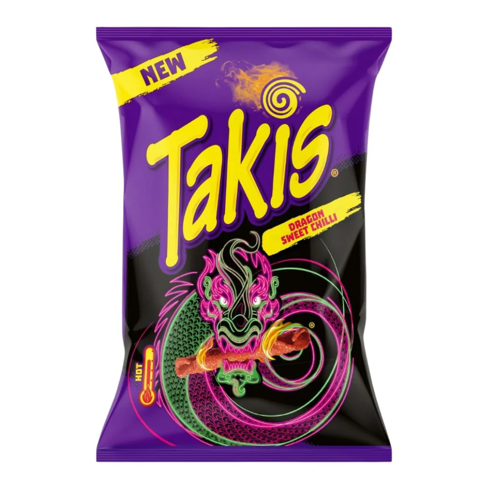 Takis Dragon Sweet Chili, riccioli di tortillas al gusto di peperoncino dolce da 100g