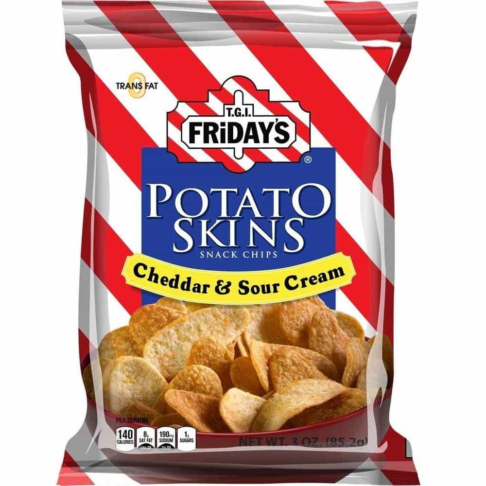 TGI Fridays Potato Skins Cheddar and Sour Cream, patatine acidule al cheddar da 49.7g