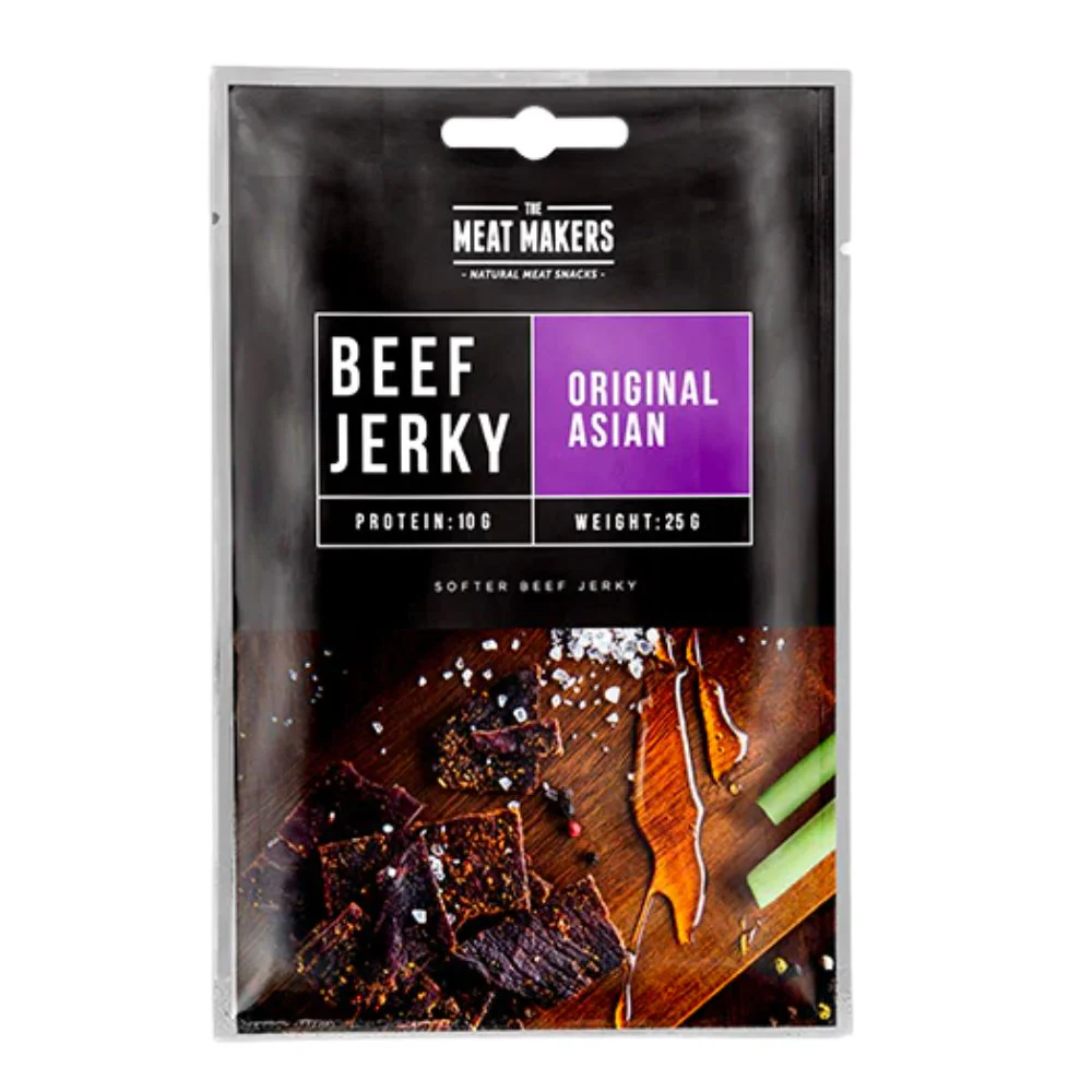 The Meat Makers Beef Jerky Original Asian, carne secca aromatizzata da 25g