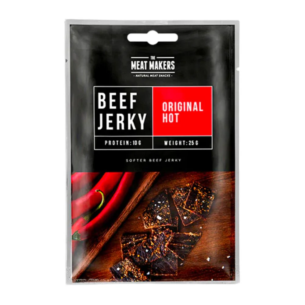 The Meat Makers Beef Jerky Original Hot, carne secca da 25g