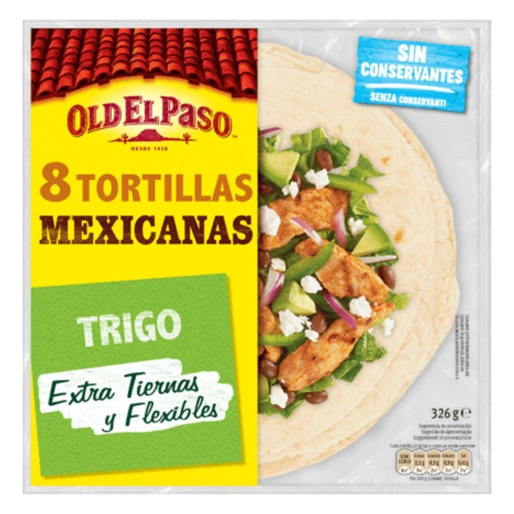 Old El Paso Tortillas Mexicanas Trigo, 8 tortillas da 320g