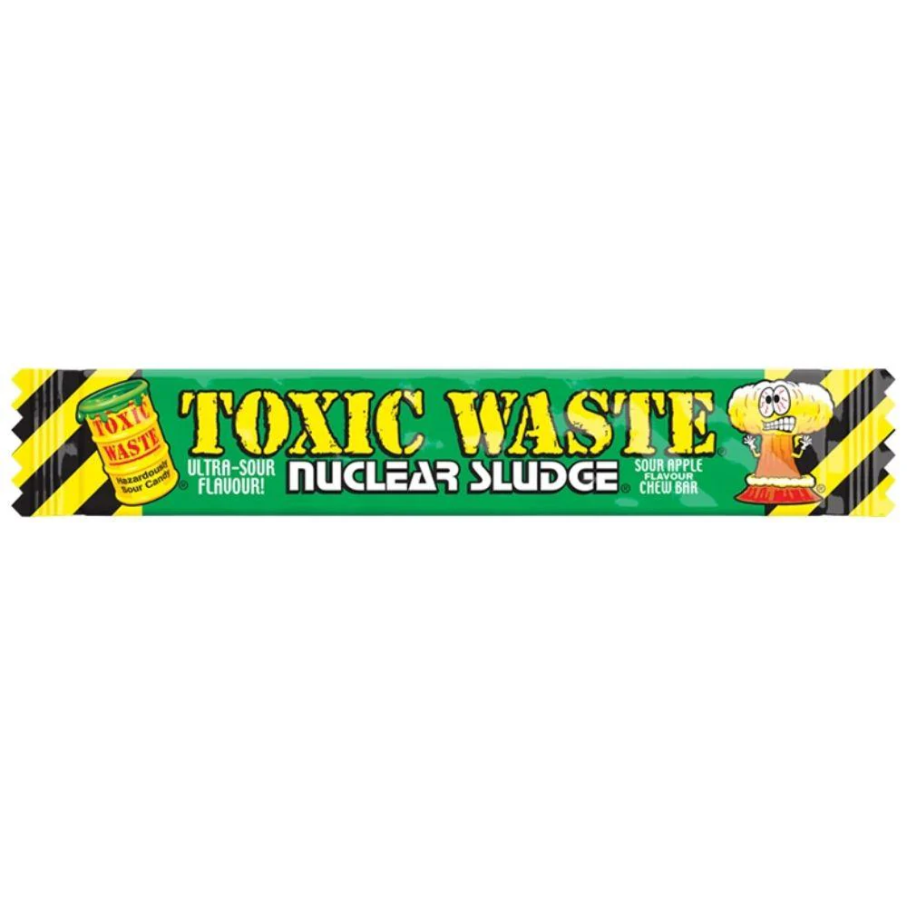 Toxic Waste Nuclear Sludge Chew Bar Sour Apple, caramella aspra alla mela da 20g