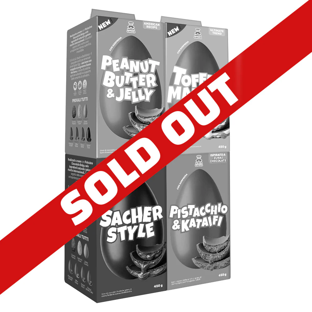 AU “Trending on Tik Tok” Easter Egg - kit da 4 uova di Pasqua (Pistacchio & Kataifi + Toffee mallow + Peanut Butter & Jelly + Sacher Style)
