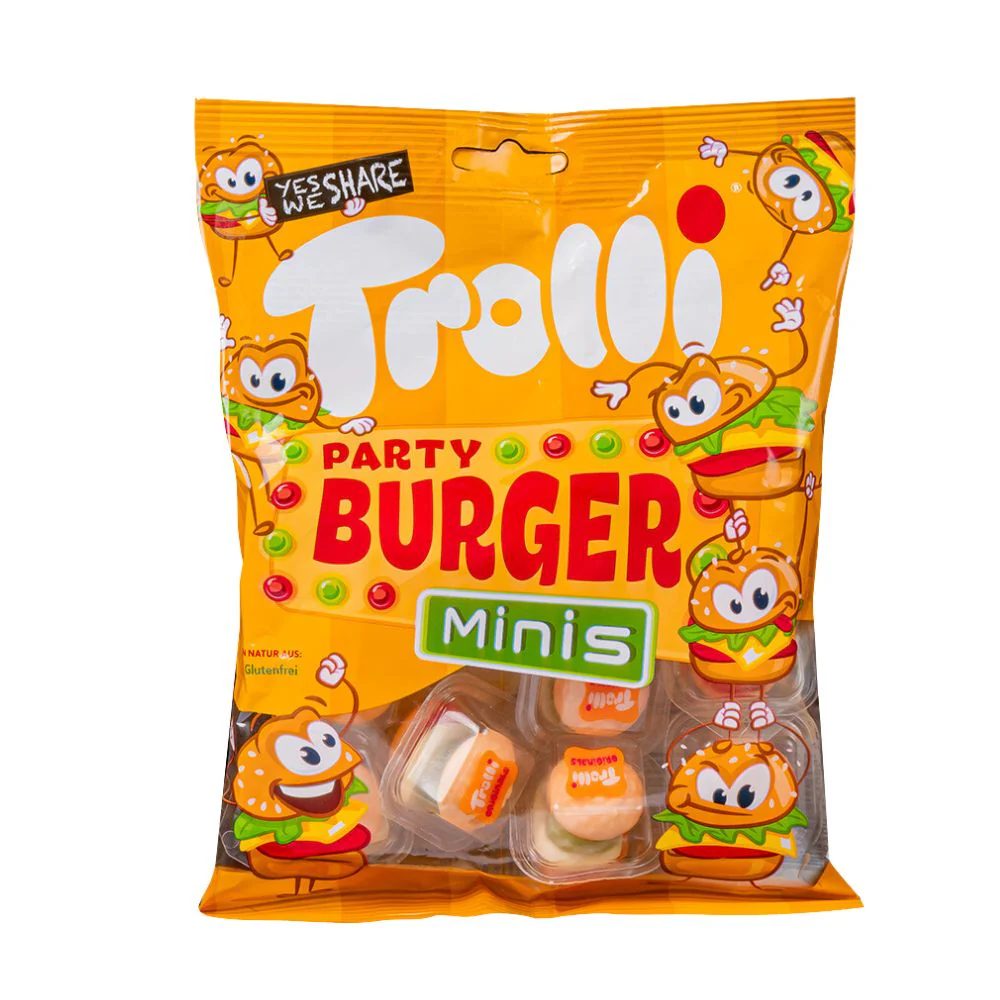 Trolli Party Burger Minis, caramelle a forma di burger da 100g