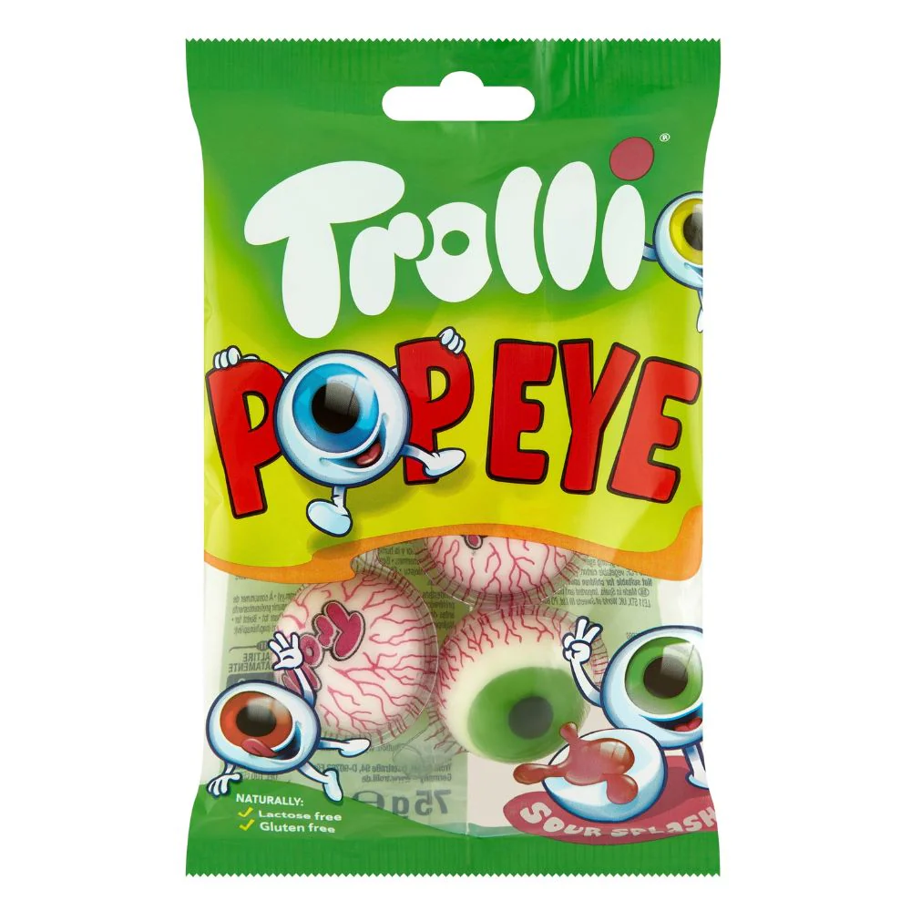 Trolli Pop Eye Sour Center, caramelle gommose aspre alla frutta da 75g