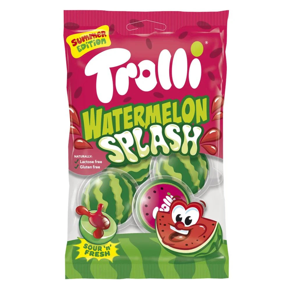 Trolli Watermelon Splash, caramelle gommose ripiene al gusto di anguria da 75g