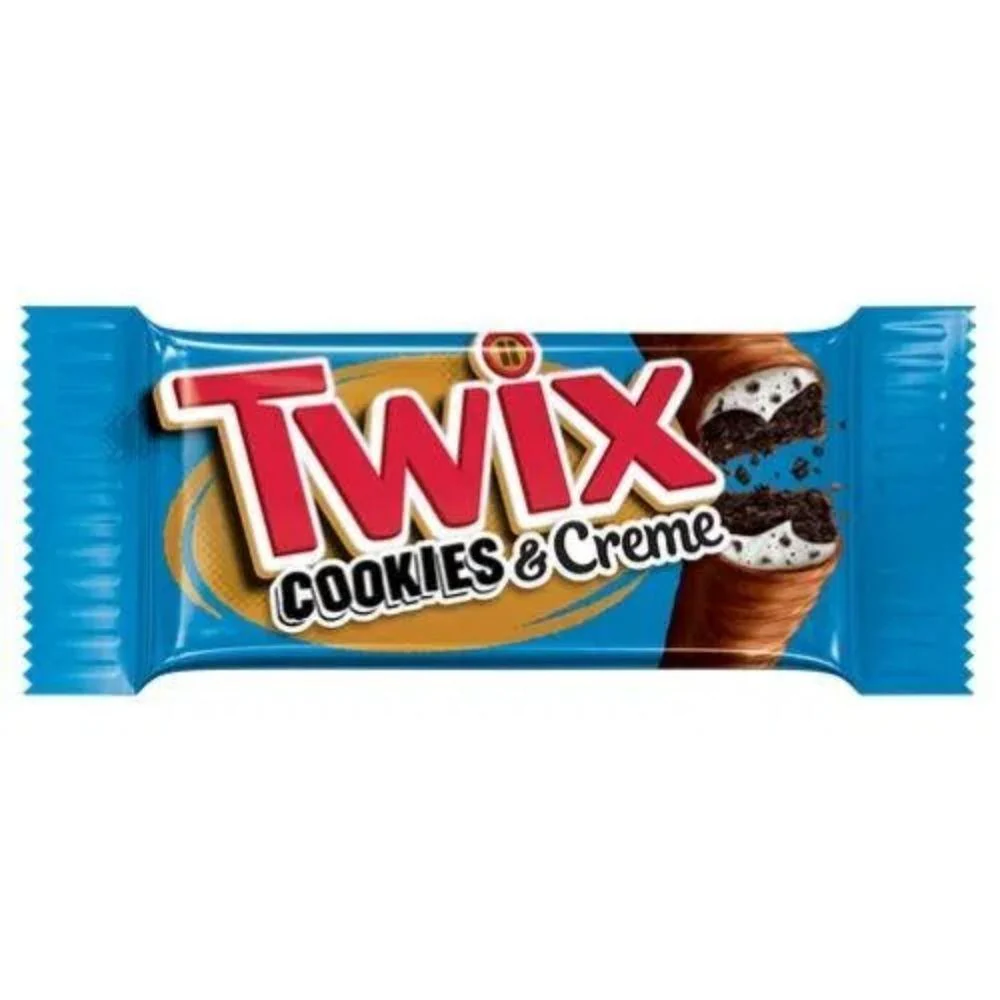 Twix Cookies & Creme, barrette ripiene di crema alla vaniglia e pezzi di biscotto da 38.6g