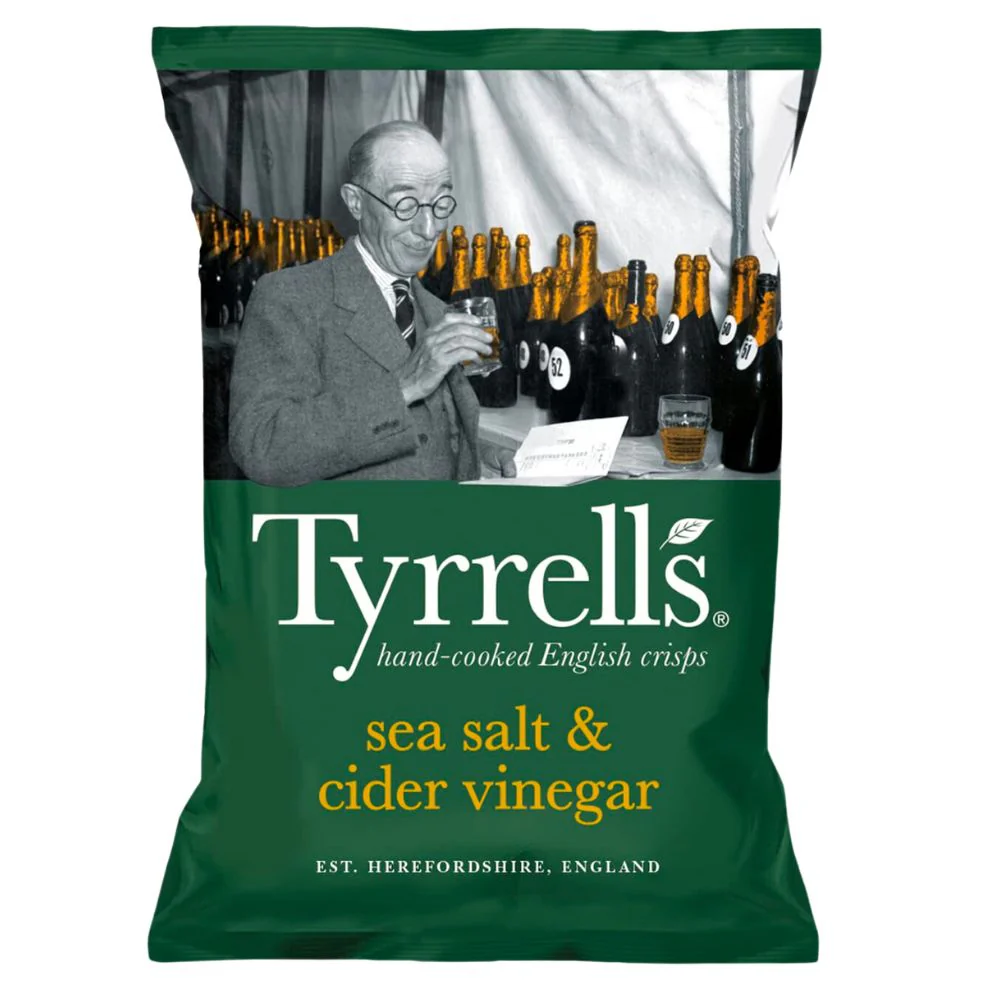 Tyrrells Sea Salt & Vinegar, patatine al sale e aceto da 150g