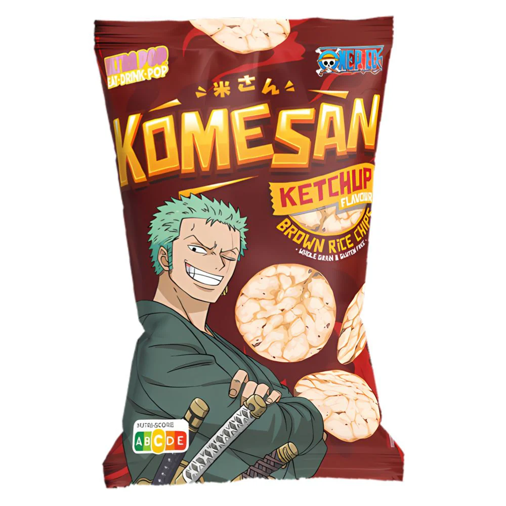 Ultra Pop Komesan Zoro Ketchup Rice Chips, chips di riso al gusto di ketchup da 60g